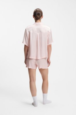 Boss Pyjama shirt in satin with monogram jacquard pyjamas dam – bild 3