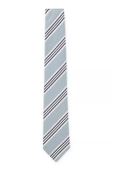 Silk-cotton tie with diagonal stripe