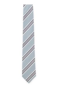 Silk-cotton tie with diagonal stripe, Light Blue