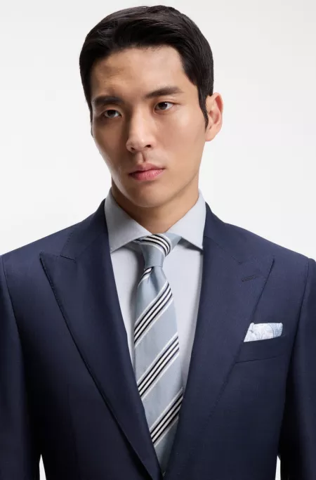 Silk-cotton tie with diagonal stripe