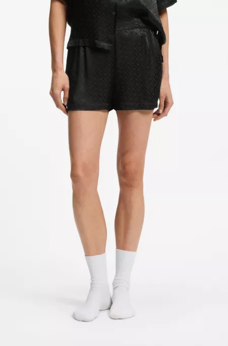 Short de pyjama en satin à monogramme jacquard