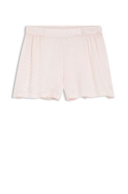 Pyjama shorts in satin with monogram jacquard, light pink