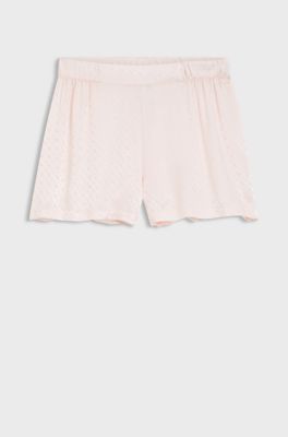 Pyjama shorts in satin with monogram jacquard, light pink
