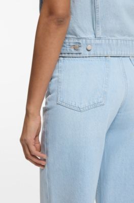 Regular-fit vest in blue marbled denim, Light Blue