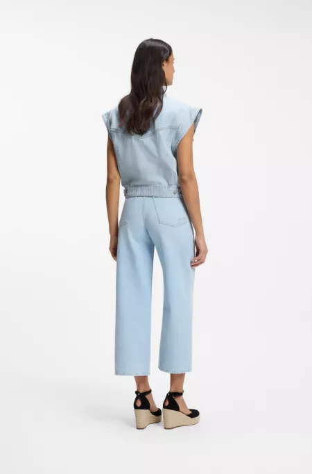 Regular-fit vest in blue marbled denim