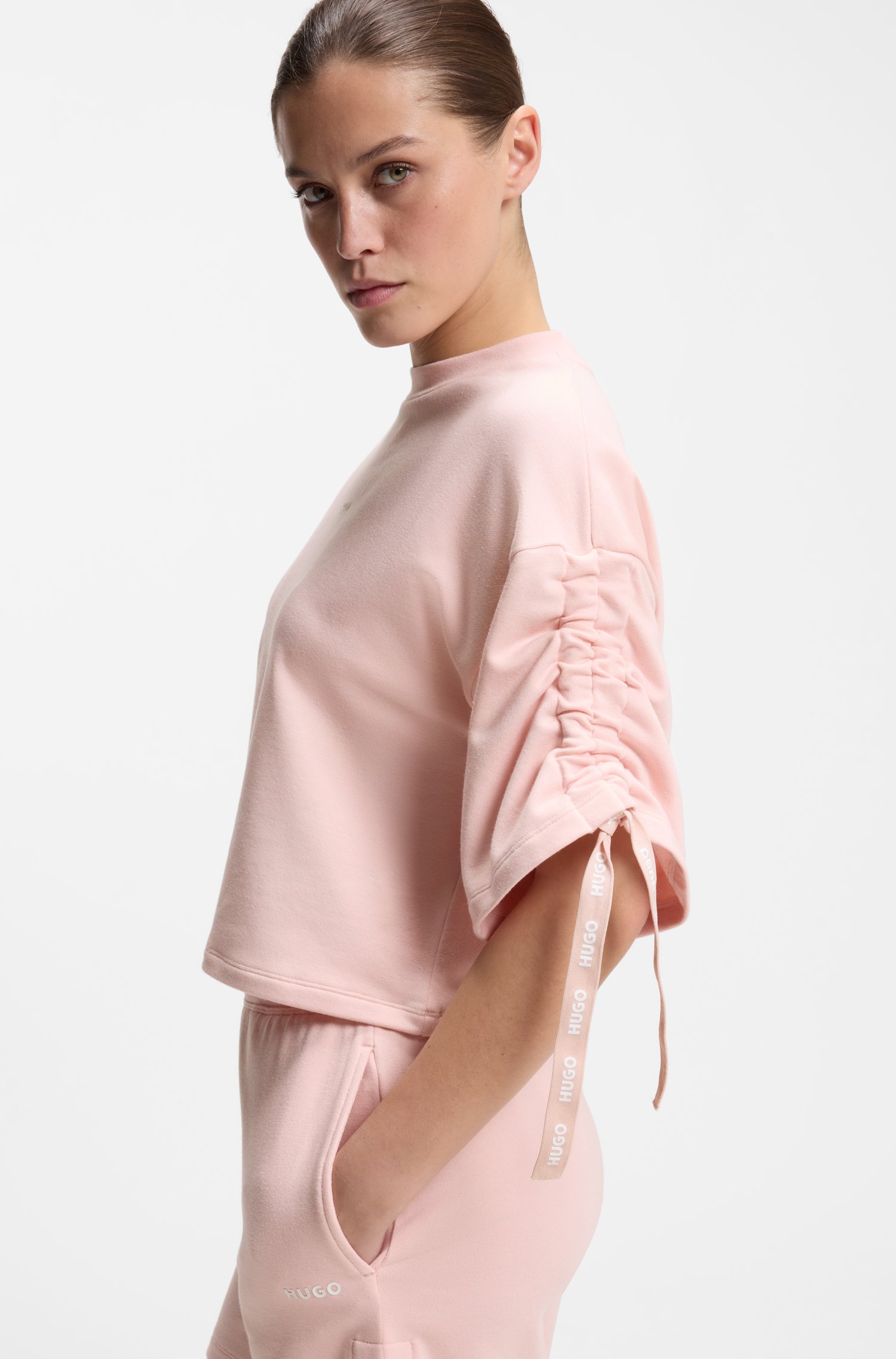 Hugo Relaxed-fit T-shirt with gathered sleeves dam – bild 2