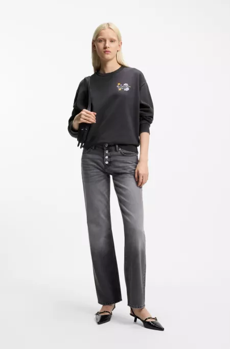 Sweat en coton avec motif à fleurs