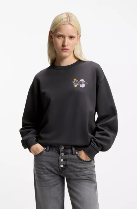 Sweat en coton avec motif à fleurs