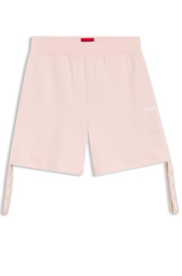 Logo-print shorts with gathered sides, light pink