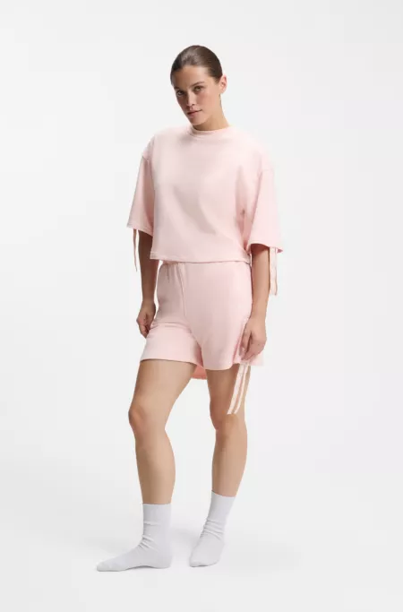 Logo-print shorts with gathered sides