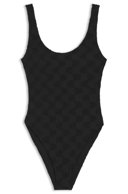 Maillot de bain en éponge stretch à logos revisités