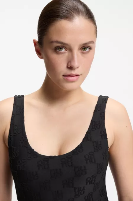 Maillot de bain en éponge stretch à logos revisités