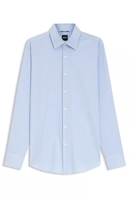 Slim-fit shirt in checked performance-stretch fabric
