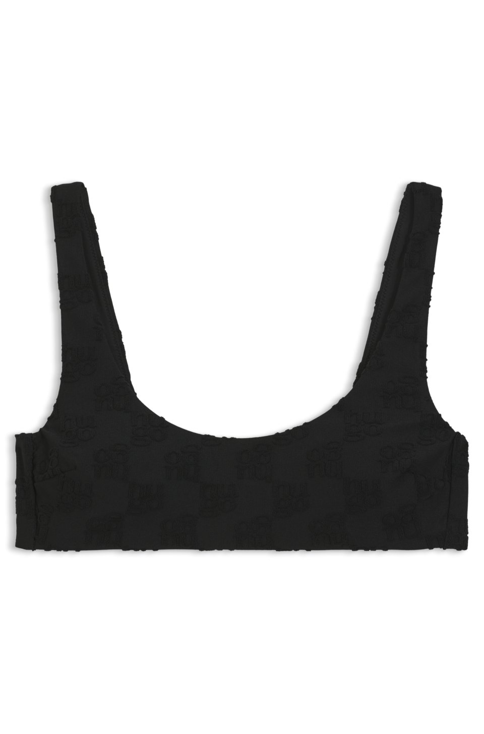 Stretch-terry bikini top with stacked logos