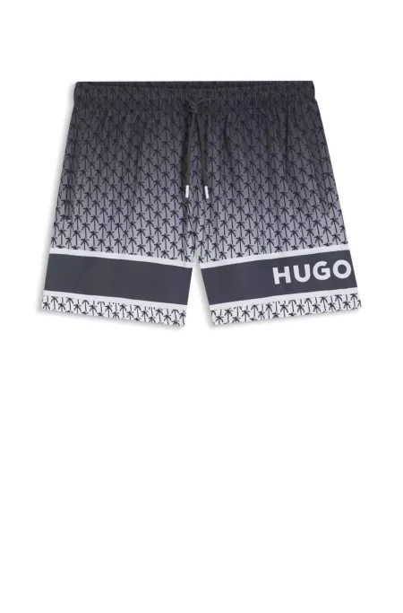 Shorts de bain imprimé avec rayure et logo