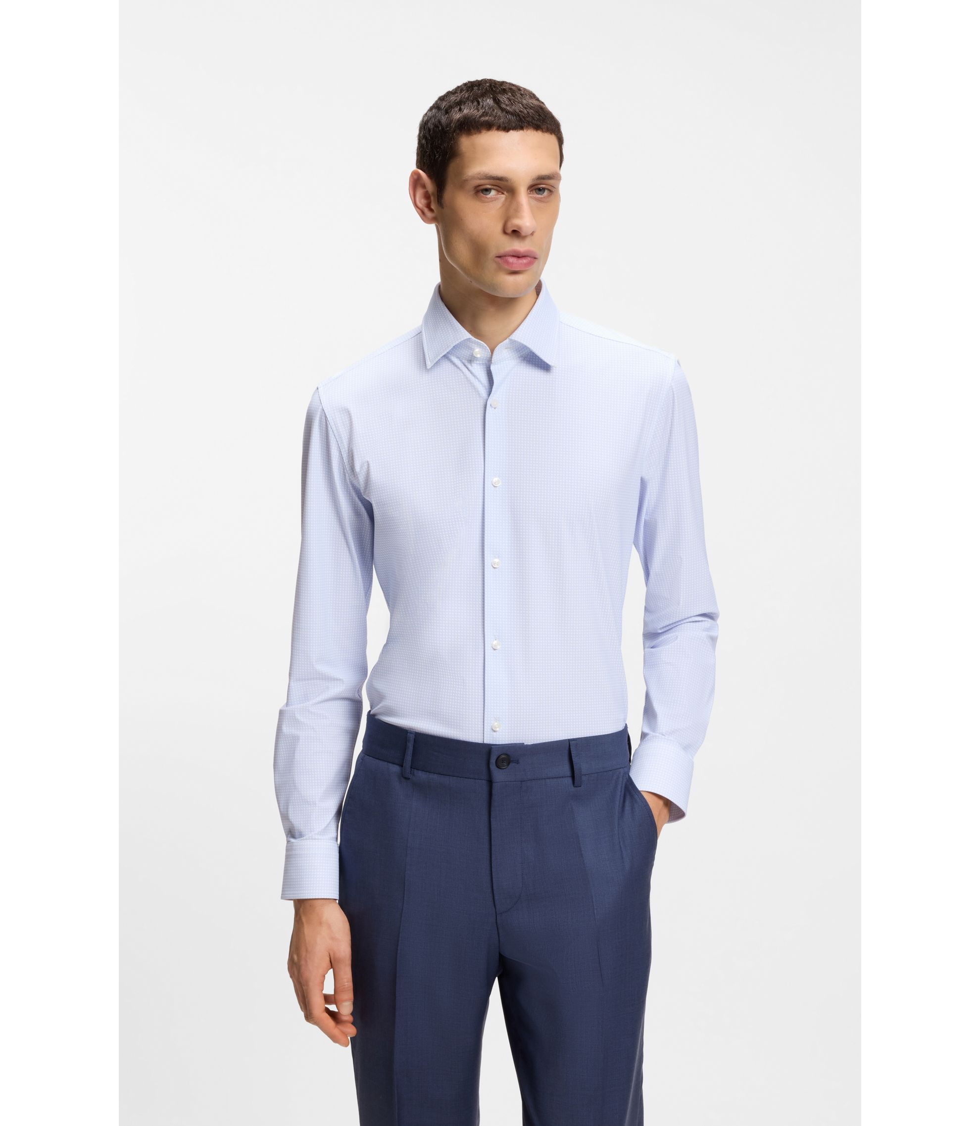 Bedrucktes Slim-Fit Hemd aus funktionalem Stretch-Jersey