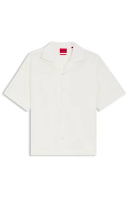 Oversized-fit shirt in stretch-cotton seersucker 1