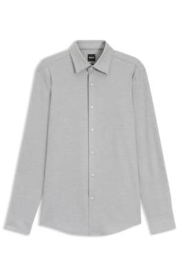 Slim-fit shirt in mouliné performance-stretch jersey 1