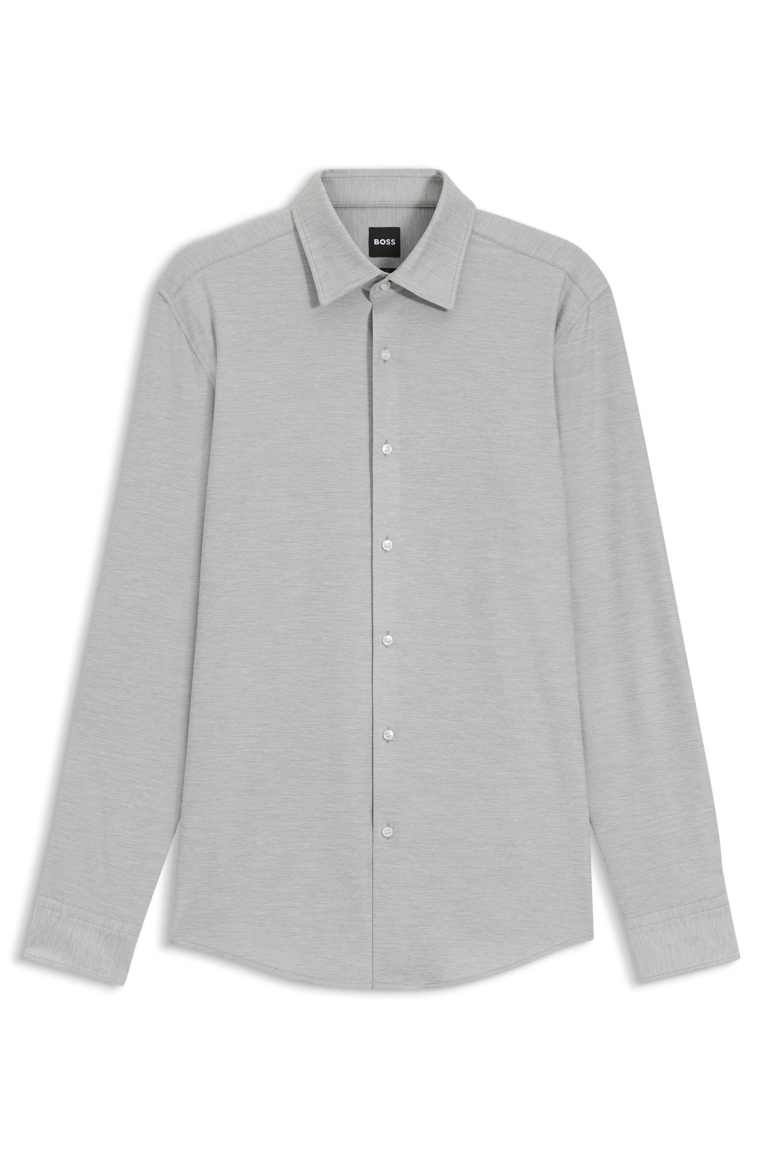Boss Slim-fit shirt in mouliné performance-stretch jersey skjortor & blusar herr – bild 4