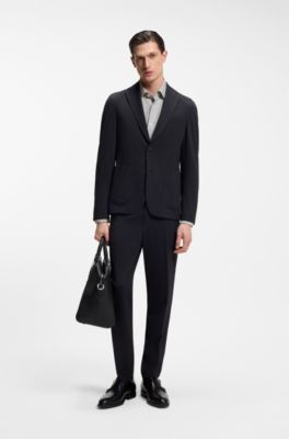 Slim-fit shirt in moulin&eacute; performance-stretch jersey, Light Grey