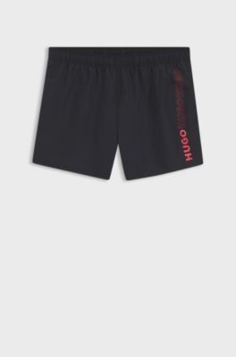 Swim shorts with repeat logos, Black
