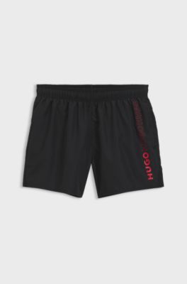 Badshorts med repeat-logga, Svart