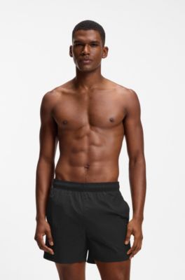 Swim shorts with Double B monogram trim, Black