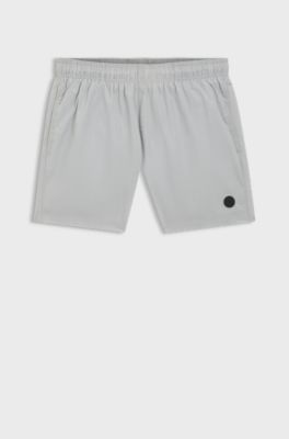 Boxer da mare con bordo monogramma Double B, Grigio chiaro