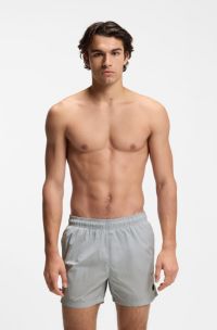 Swim shorts with Double B monogram trim, Light Grey