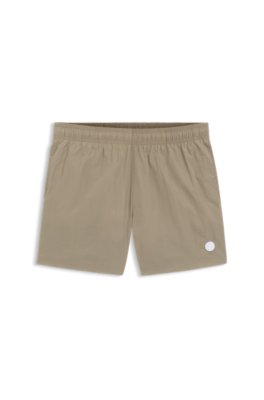 Boss Uomo Marrone Chiaro Boxer Da Mare Con Bordo Monogramma Double B