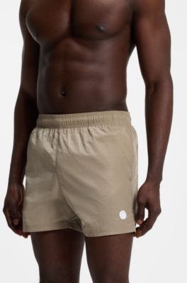 Swim shorts with Double B monogram trim, Light Brown