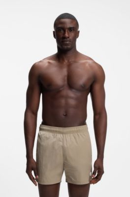 Swim shorts with Double B monogram trim, Light Brown