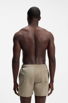 Swim shorts with Double B monogram trim, Light Brown