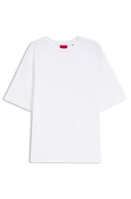 Oversized-fit T-shirt in cotton with repeat-logo print, White