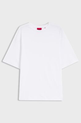 Oversized-fit T-shirt in cotton with repeat-logo print, White