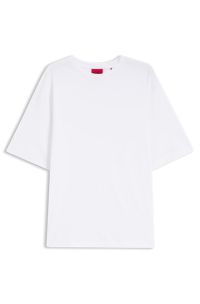 Oversized-fit T-shirt in cotton with repeat-logo print, White