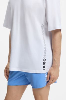 Oversized-fit T-shirt in cotton with repeat-logo print, White