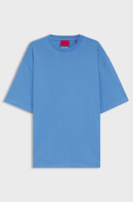 Oversized-fit T-shirt in cotton with repeat-logo print, Blue