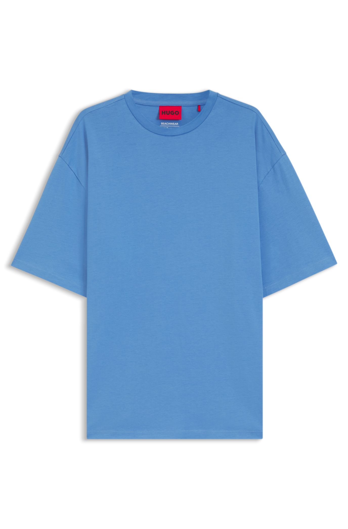 Oversized-fit T-shirt in cotton with repeat-logo print, Blue