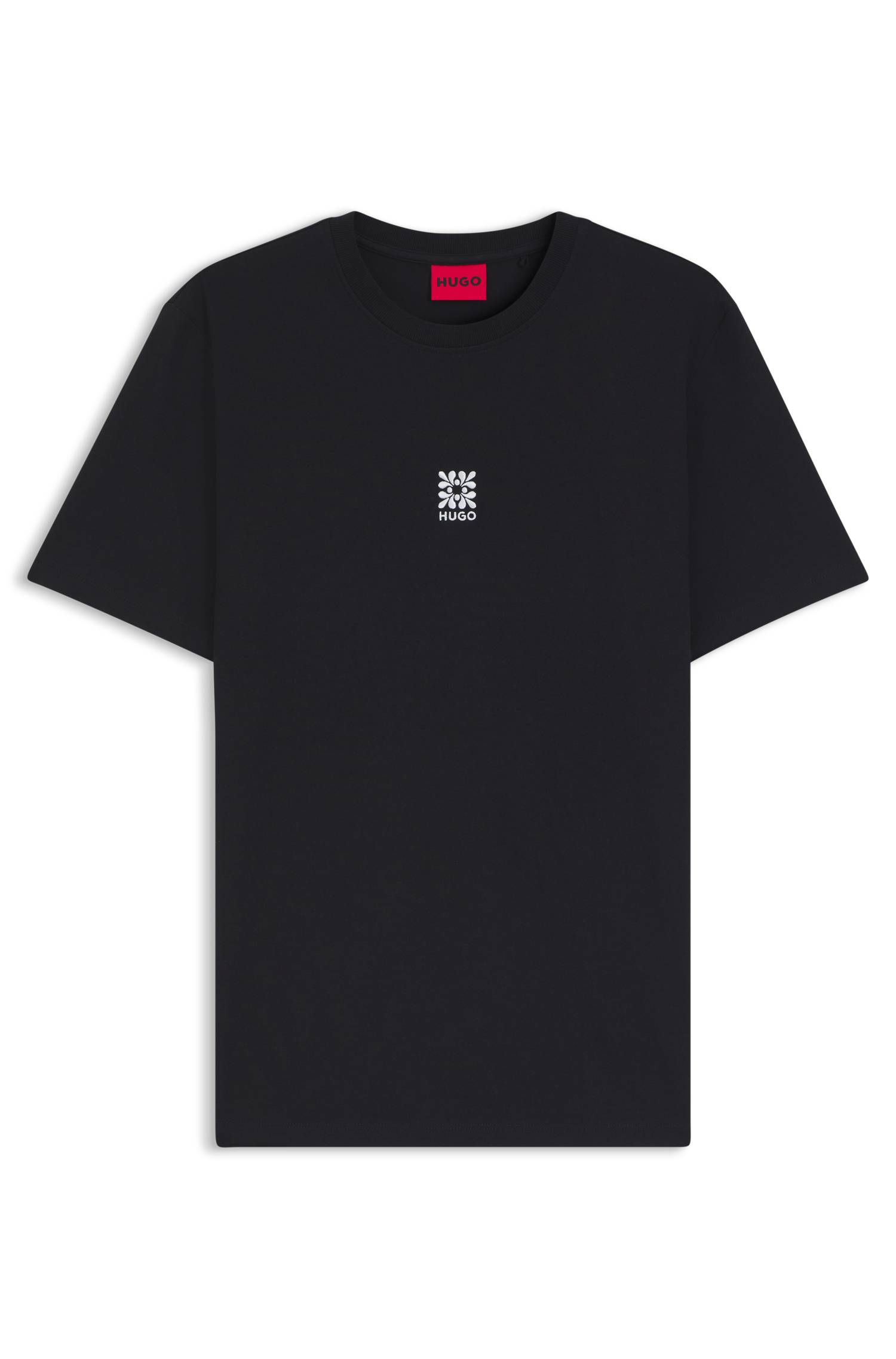 Hugo Cotton-jersey T-shirt with embroidered logo artwork herr – bild 4