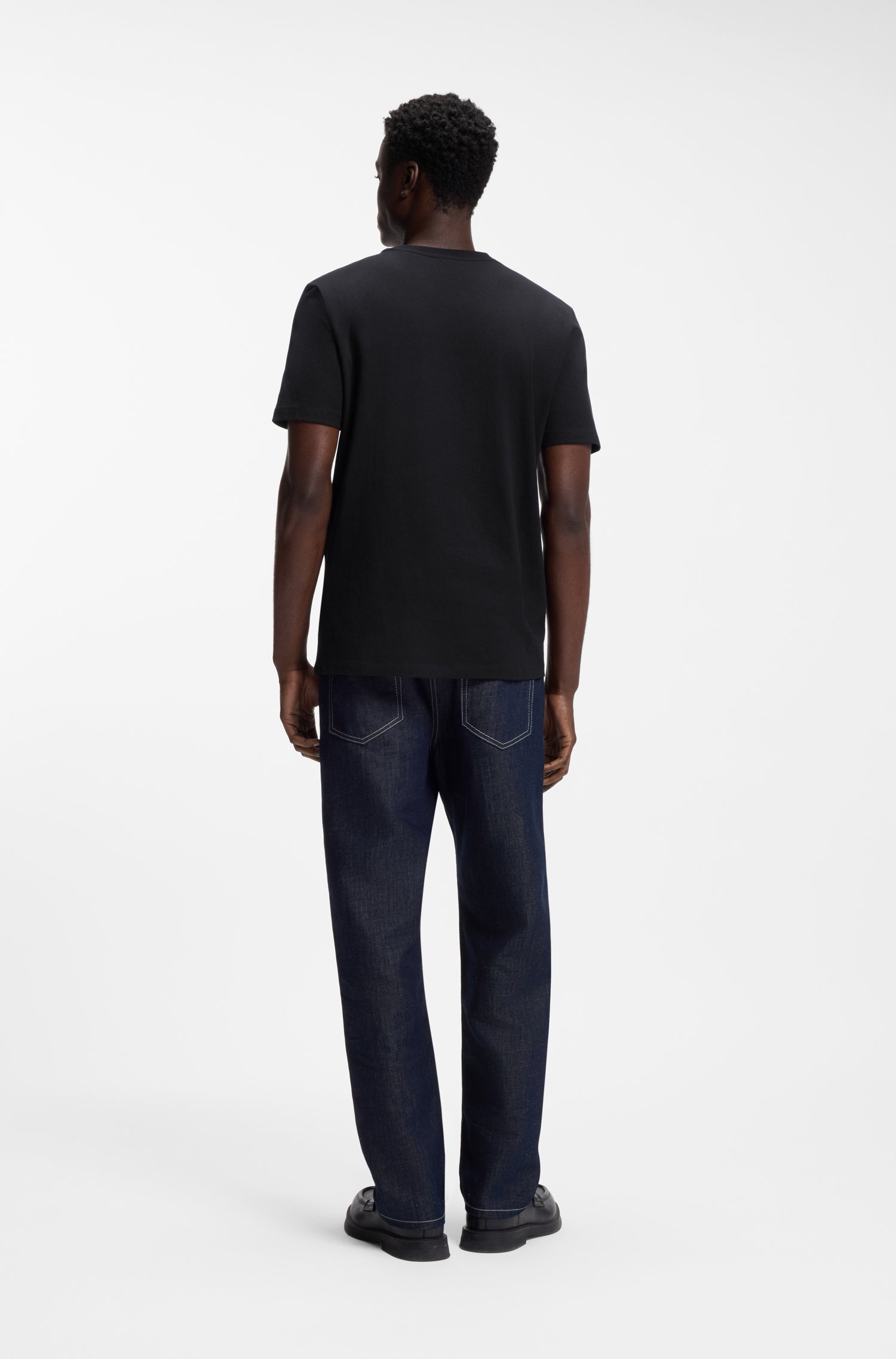 Hugo Cotton-jersey T-shirt with embroidered logo artwork herr – bild 3