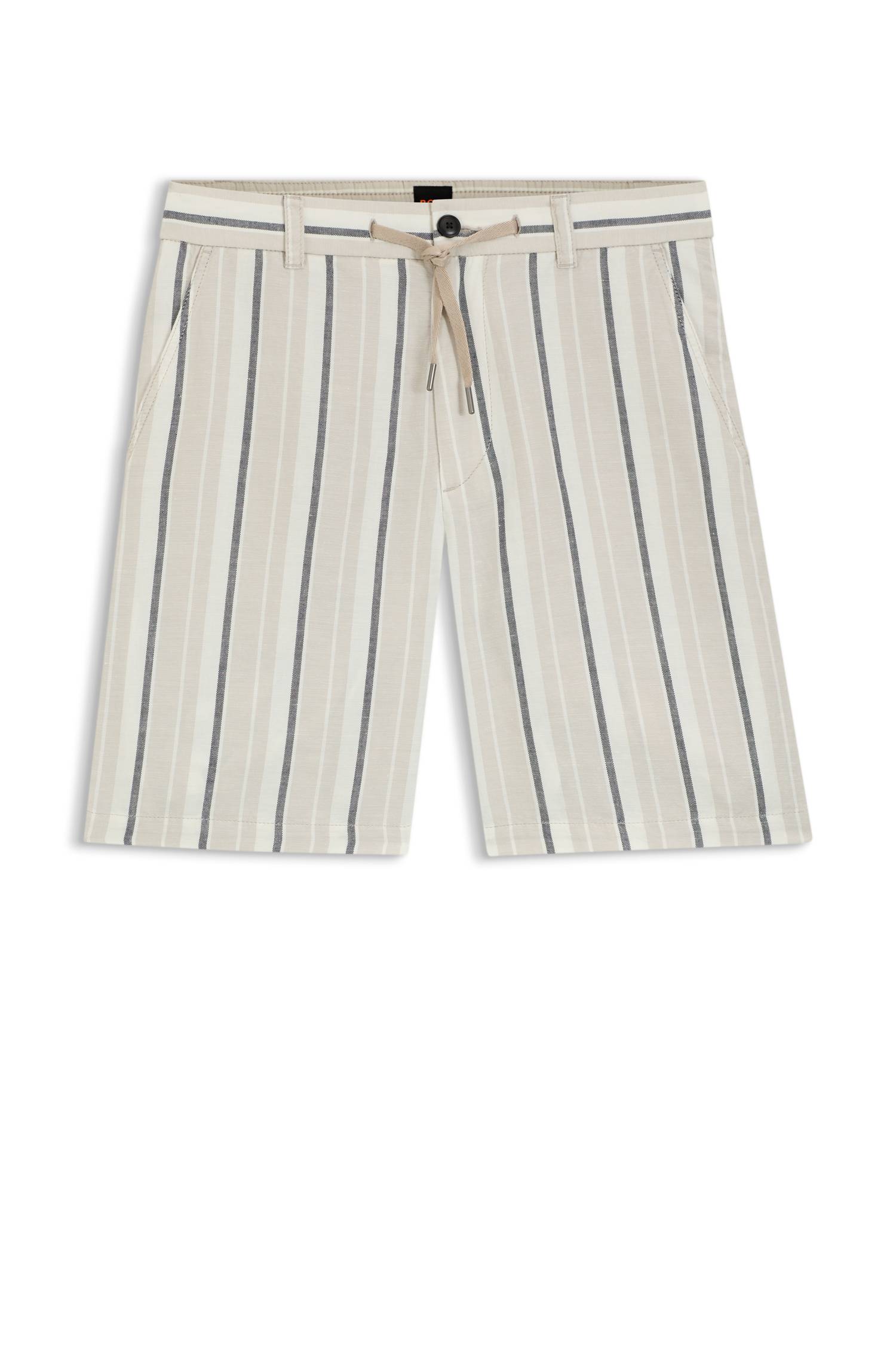 Boss Chino Shorts Linneblandning Randig Beige Storlek herr – bild 5