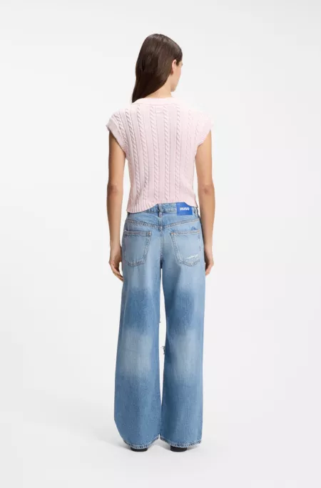 Baggy-fit jeans in blue distressed denim