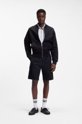 Slim-fit shirt in printed stretch jersey, Black Patterned