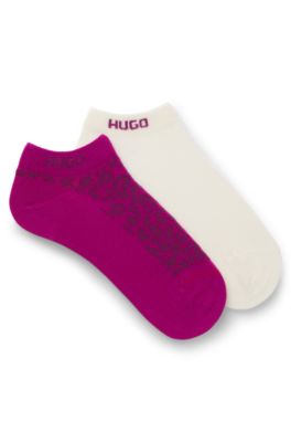 Two-pack of ankle-length cotton-blend socks, Dark Pink