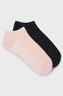 Two-pack of ankle-length cotton-blend socks, light pink