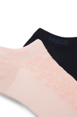 Two-pack of ankle-length cotton-blend socks, light pink