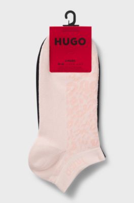 Two-pack of ankle-length cotton-blend socks, light pink