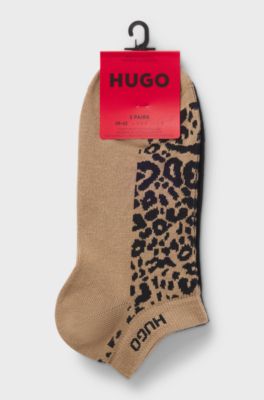 Lot de deux paires de chaussettes longueur cheville en coton m&eacute;lang&eacute;, Fantaisie
