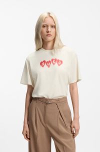 Cotton-jersey T-shirt with heart logo, White